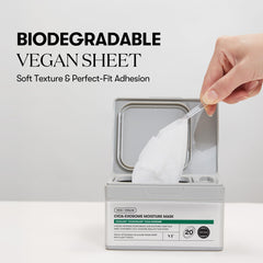 VT COSMETICS Cica-Exosome Moisture Mask vegan-sheet application demonstrates clean eco-conscious design