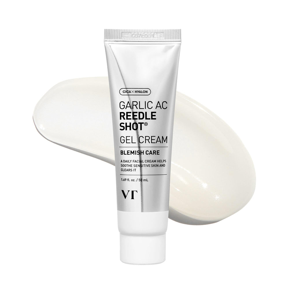 VT COSMETICS Garlic AC Reedle Shot Gel Cream close-up shows gentle exfoliation for smoother skin