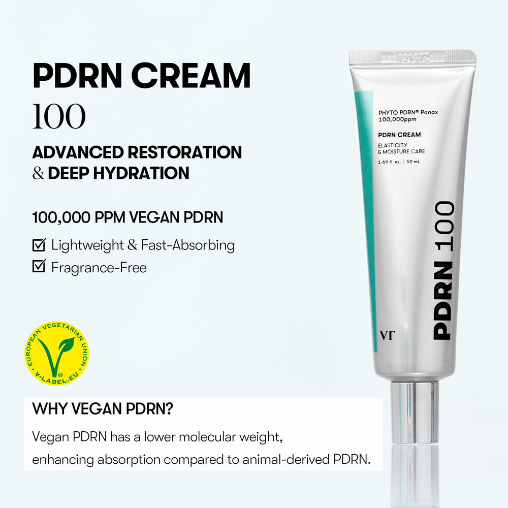 VT COSMETICS PDRN Cream texture shown for lightweight absorption.