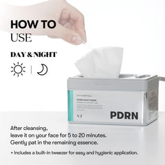 VT COSMETICS PDRN Daily Mask worn on face for gentle hydration.