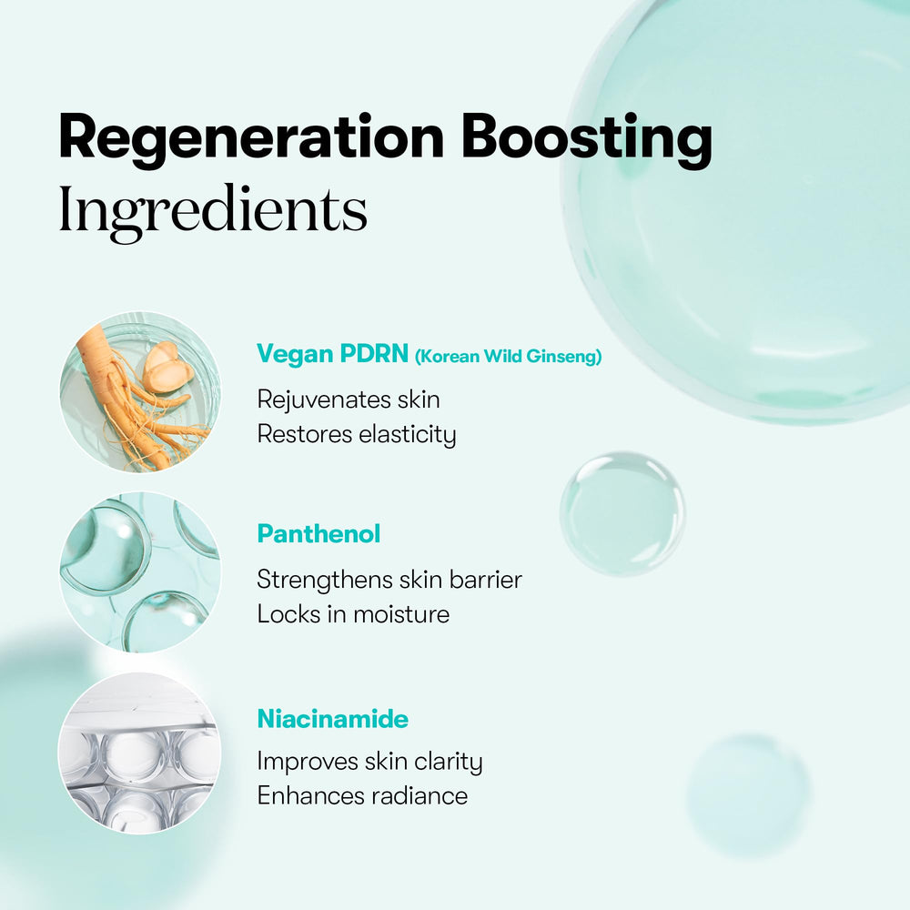 VT COSMETICS PDRN Hydrogel Mask includes ginseng ampoule essence to energize tired-looking skin.