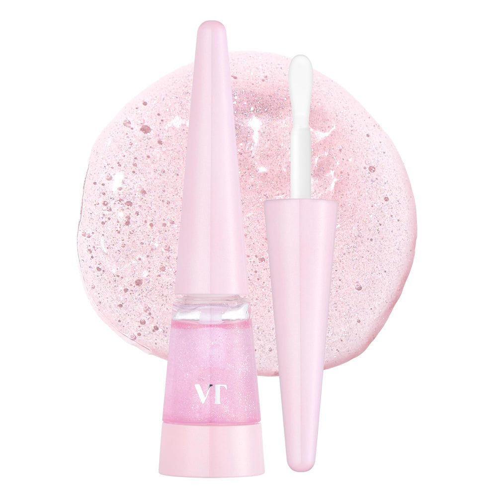 VT COSMETICS Reedle Shot Lip Plumper Twinkle Glitter bottle highlights pink shine and hydration