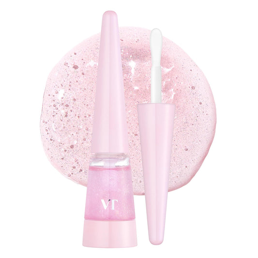 VT COSMETICS Reedle Shot Lip Plumper Twinkle Glitter bottle highlights pink shine and hydration
