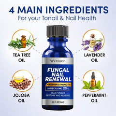 VTROUY Tea Tree Oil drop highlighting the natural antiseptic ingredient.