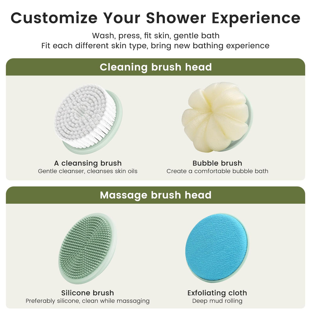 VWMYQ electric back scrubber rechargeable-battery with long-lasting power for weeks.