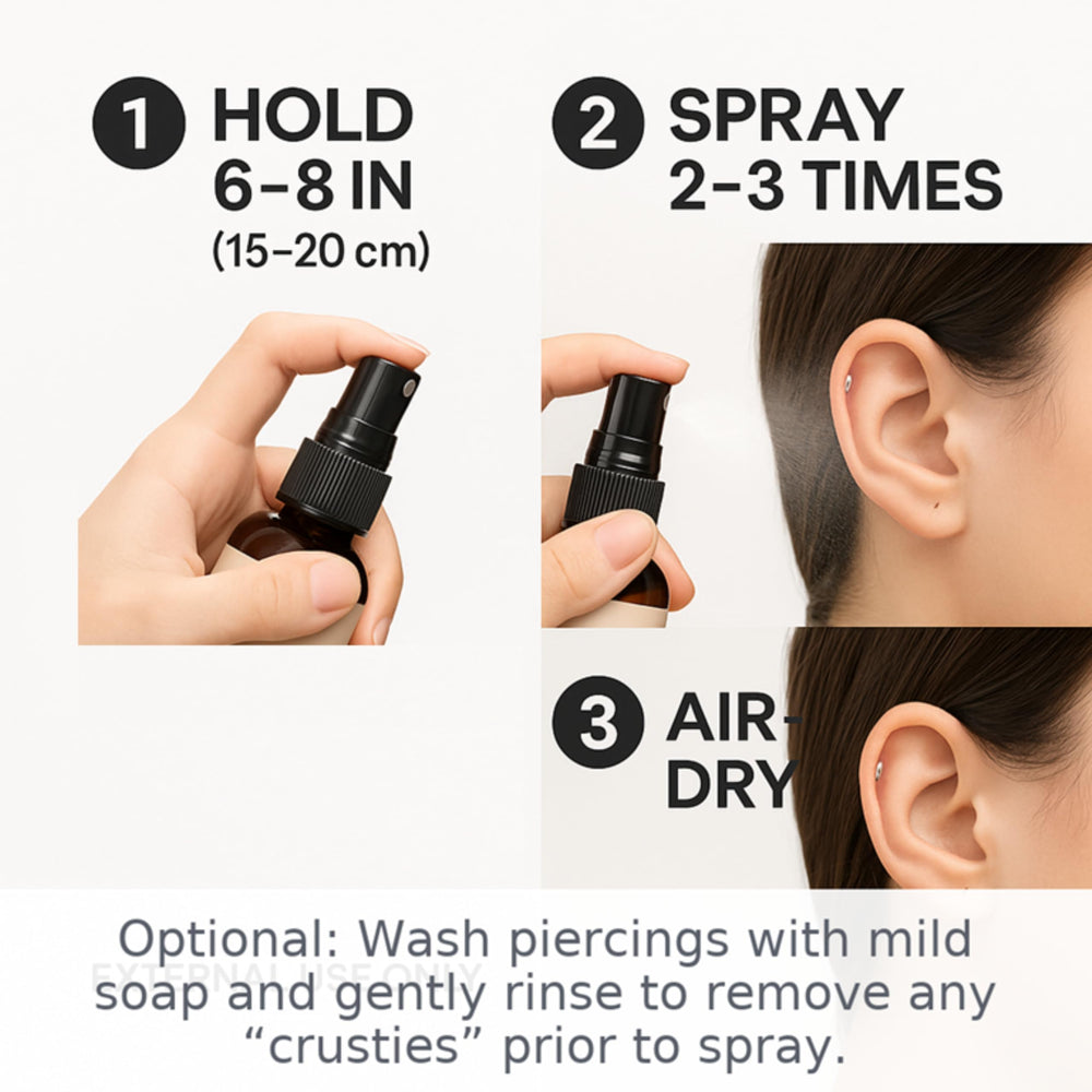 Wacan Tea Tree Piercing Spray purifying action helps reduce bumps and irritation.