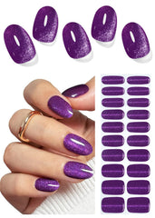 Wahrshei Purple Cat Eye gel nail strips for at-home manicure