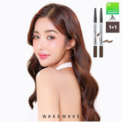 WAKEMAKE Natural Hard Brow Pencil spoolie-blend blends color for seamless finish