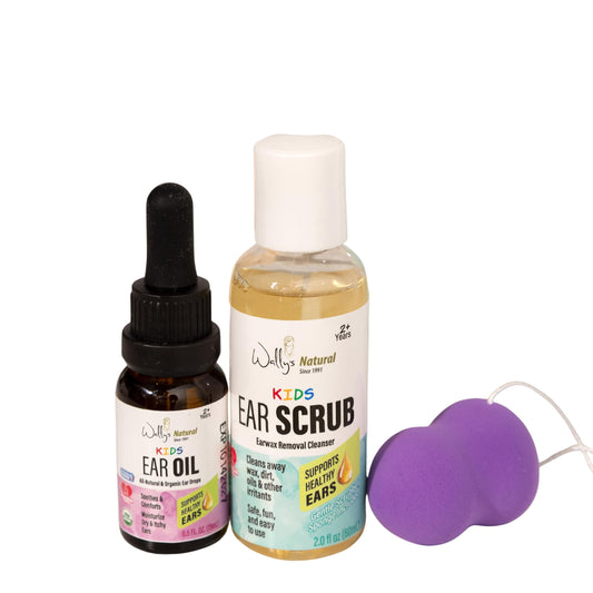 Wally's Natural Kids Ear Oil bottle for gentle, alcohol-free ear care and daily soothing.