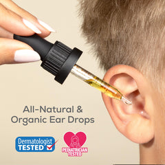 Wally's Natural Kids Ear Oil dropper enabling easy, mess-free application for small ears.