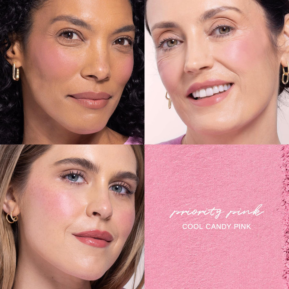 Wander Beauty Hydrating Powder Blush swirl on brush demonstrates buildable color