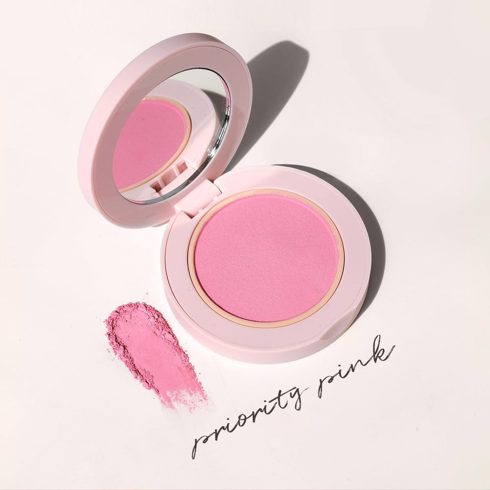 Wander Beauty Hydrating Powder Blush close up texture reveals satiny finish