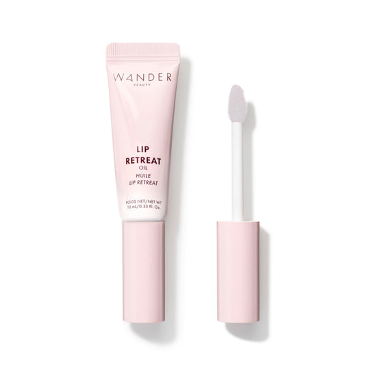 Wander Beauty Lip Retreat Oil Oasis Glow bottle with subtle shimmer for hydration