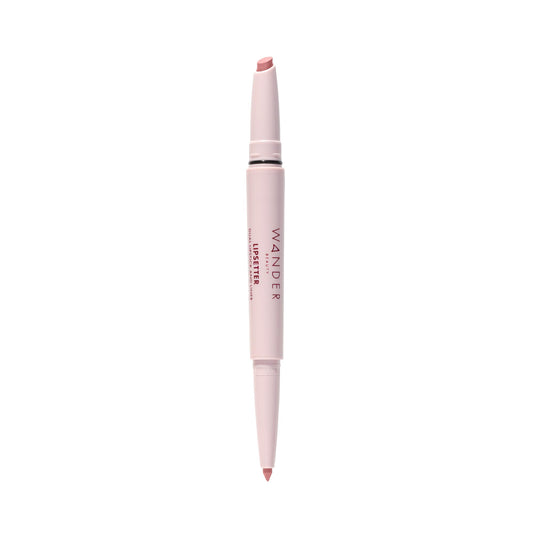 Wander Beauty Lipsetter dual end closeup Bohemian Blush shows hydrated color
