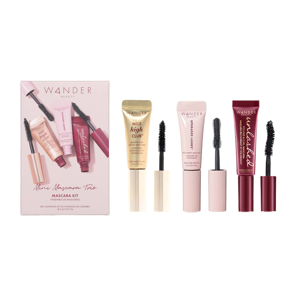 Wander Beauty Mini Mascara Trio packshot for travel-friendly lashes