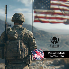 American-made Warrior SPF 30 mineral sunscreen bottle in travel-friendly packaging