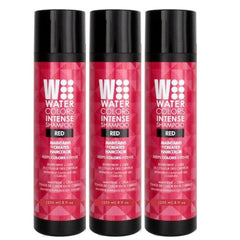 Watercolors Intense color-depositing shampoo in a red bottle, pack of 3 for vibrant color refresh.