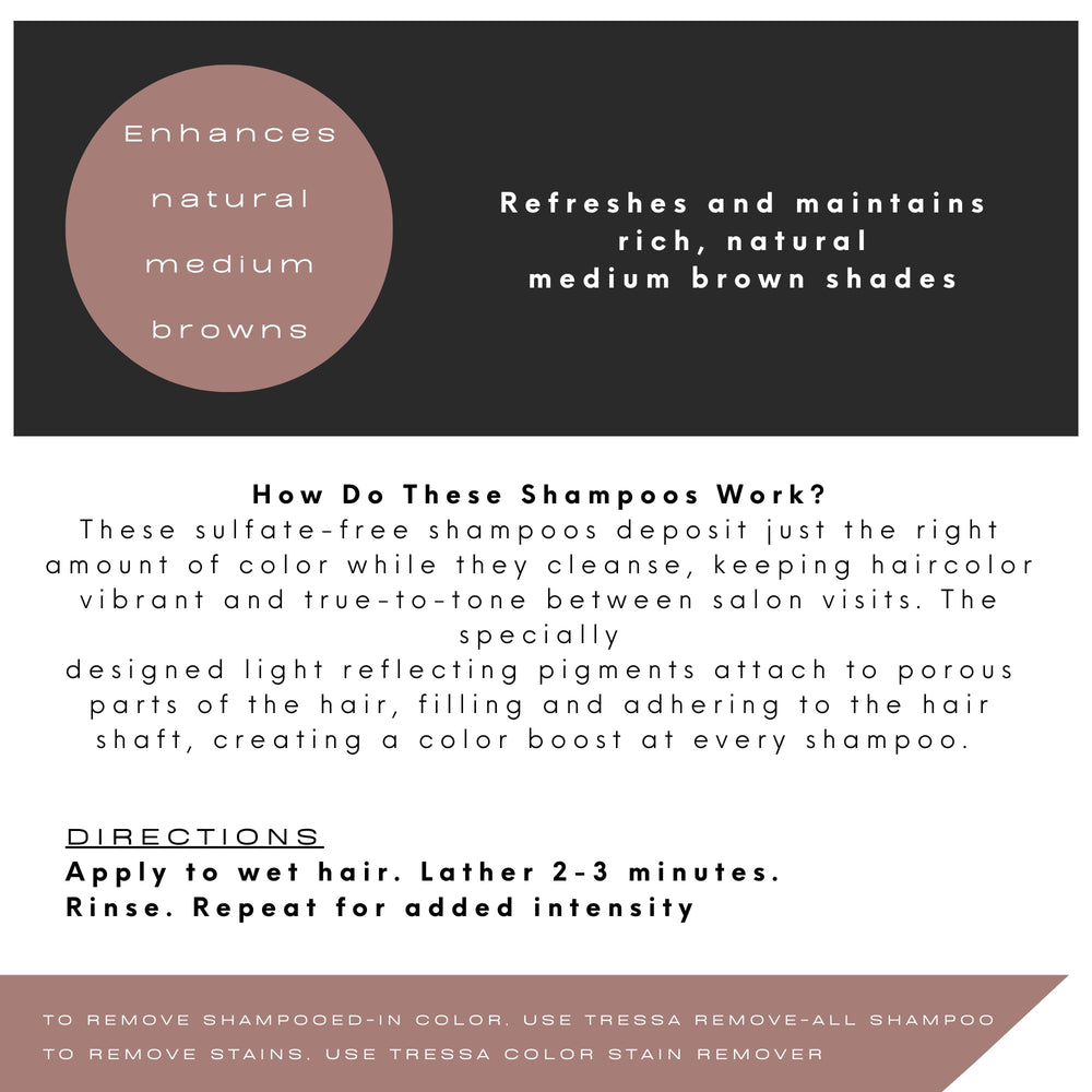 Watercolors by Tressa cocoa shampoo label close-up highlighting color-depositing formula