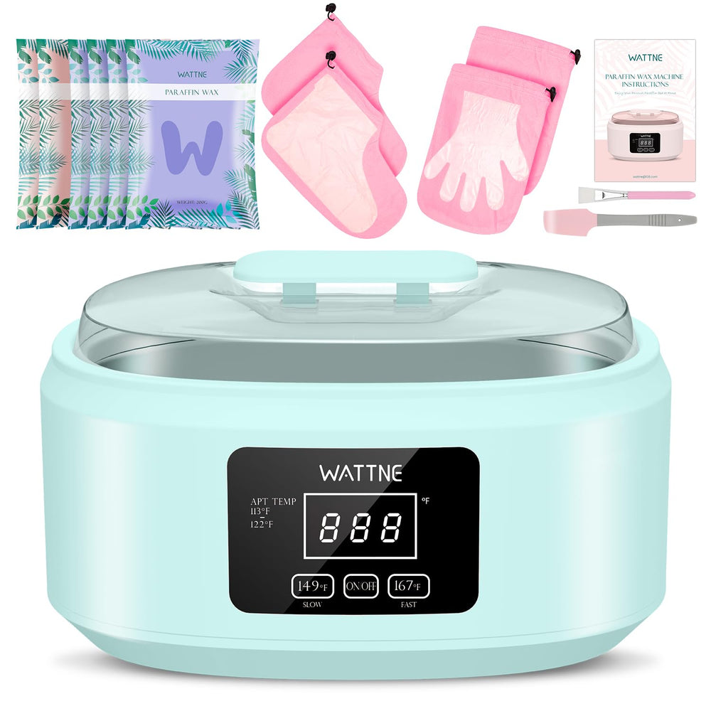 Wattne paraffin wax machine green front view for at-home spa sessions