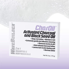 Bar on towel after use, emphasizing nutrient replenishment for skin and hair.