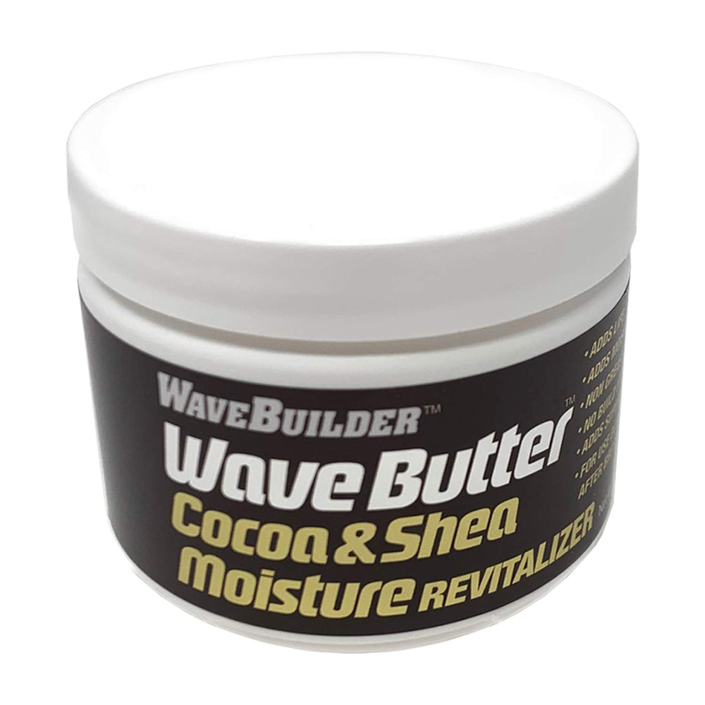 WaveBuilder Cocoa & Shea Butter jar for deep moisture, smoothing frizz and shine.