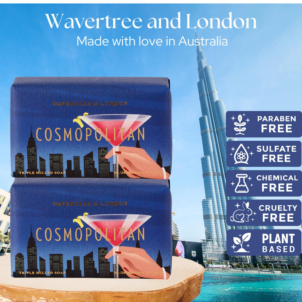 Wavertree & London Cosmopolitan soap packaging, elegant gift-ready presentation.