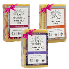 Way Natural Lavender Goat Milk Soap bar for gentle cleansing on wood surface