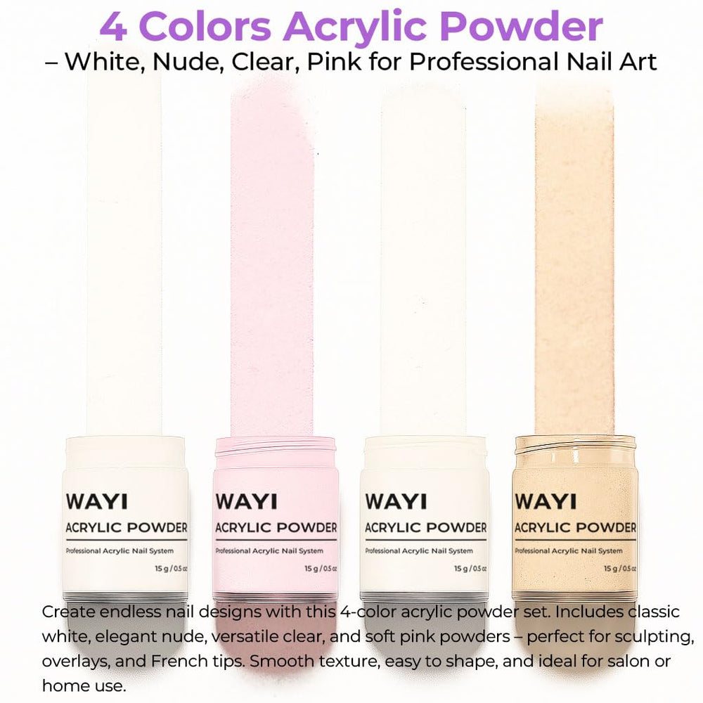 WAYI pink acrylic powder for natural looking overlays.