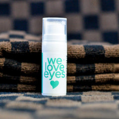 We Love Eyes Shrubtox gel with precise applicator for gentle eyelid hydration.