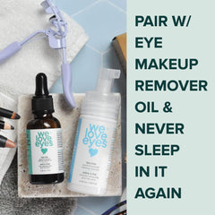 We Love Eyes cleanser safe for false lashes and eyelash extensions during routine.