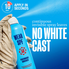 WearSPF spray mist dispensed quickly for mess-free sun protection during workouts