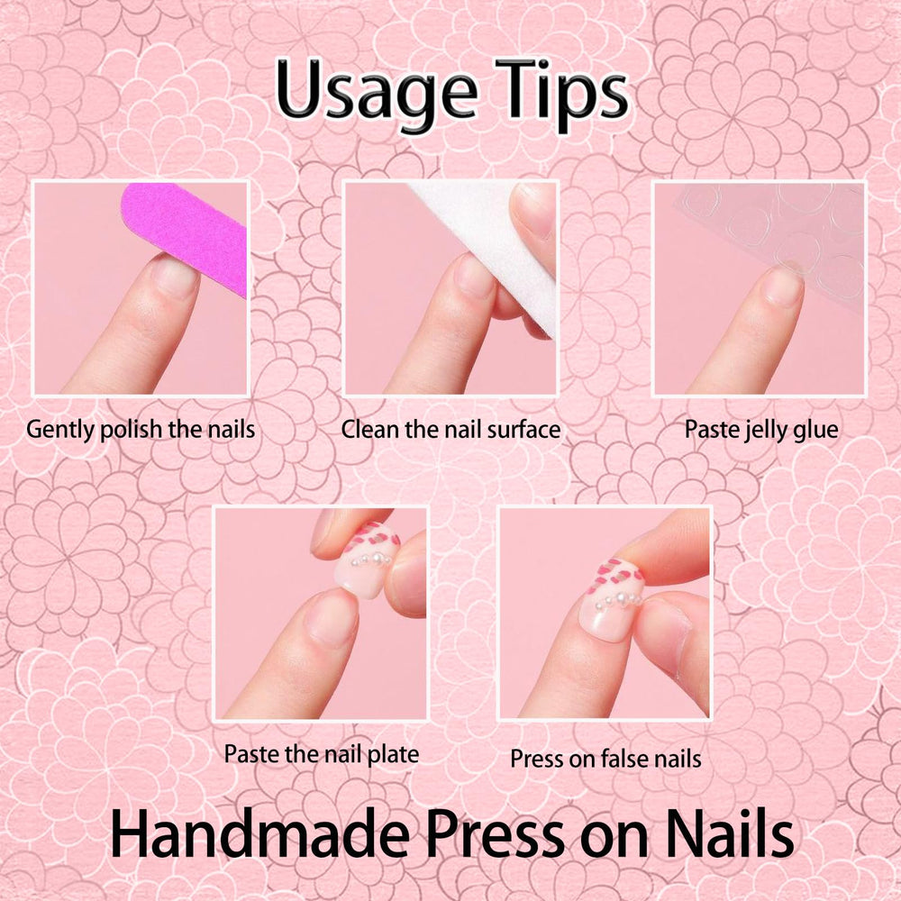10Pcs Blue Flower Press On Nails ideal for weddings and events.