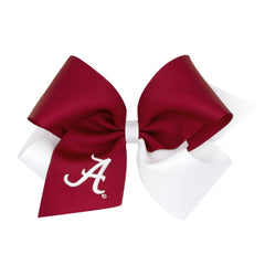 Wee Ones Divine Creations game day bow in King Alabama colors with two-tone styling.