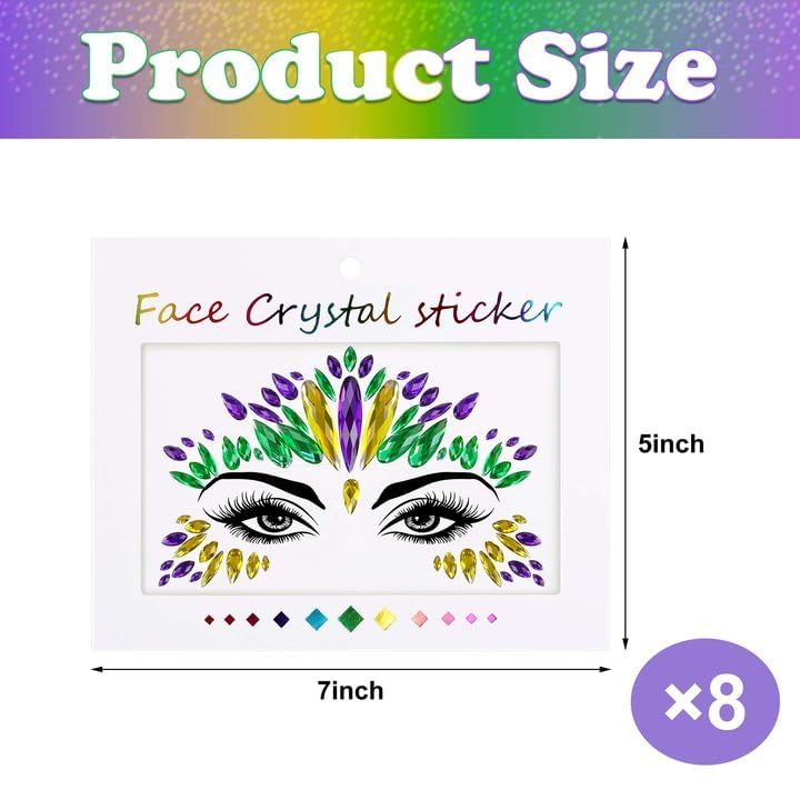 Wehhbtye Mardi Gras eye gems applied on eyes for bold carnival accents