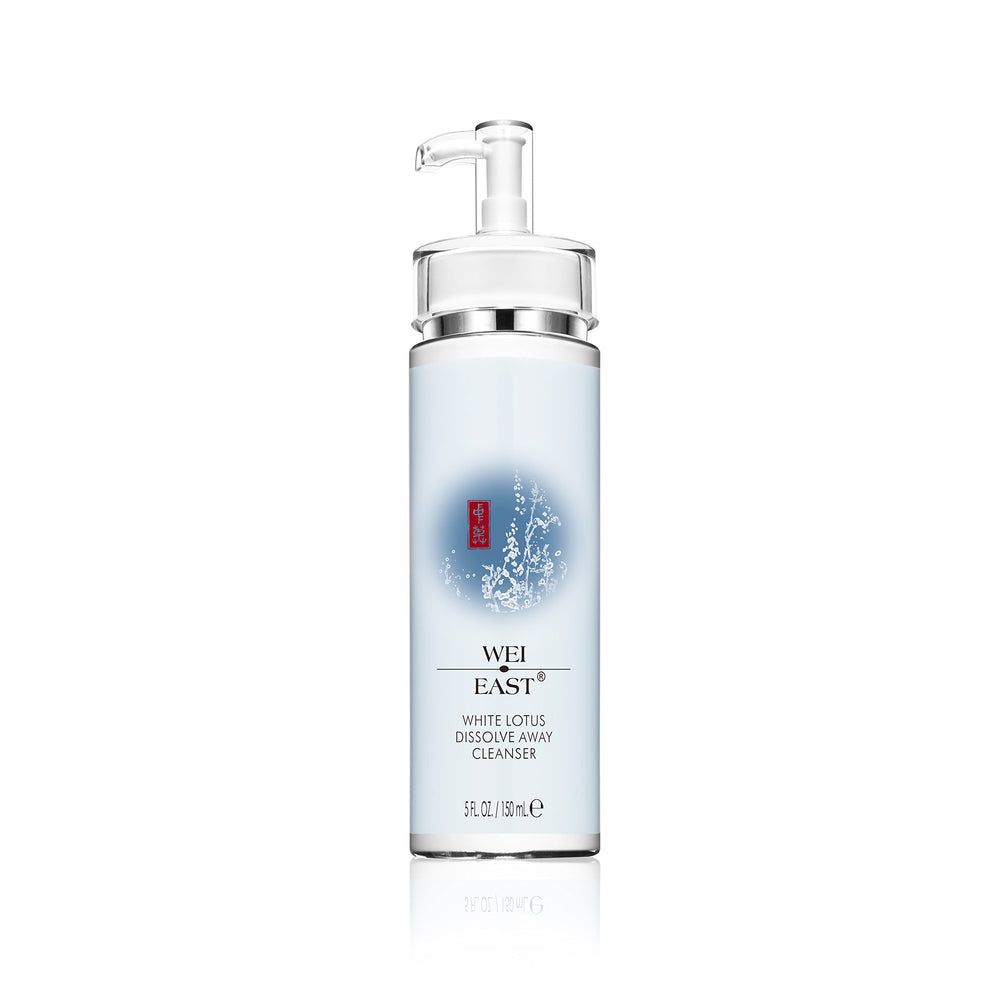 Wei East White Lotus Dissolve Away Cleanser for dry skin; gentle makeup removal and hydrating cleanse.