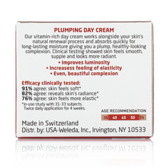Weleda Plumping Day Cream applied to hand for quick skin softening effects.