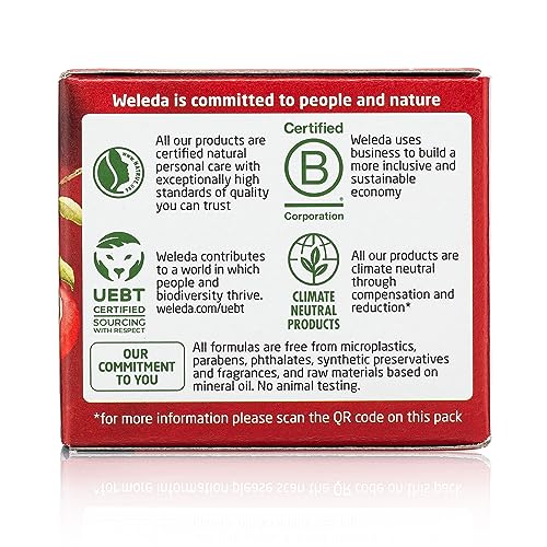 Weleda Plumping Day Cream maca root peptides closeup, highlighting skin-supporting actives.
