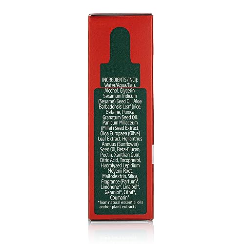 Close-up of Weleda pomegranate oil and maca peptides demonstrates plant-rich nourishment.