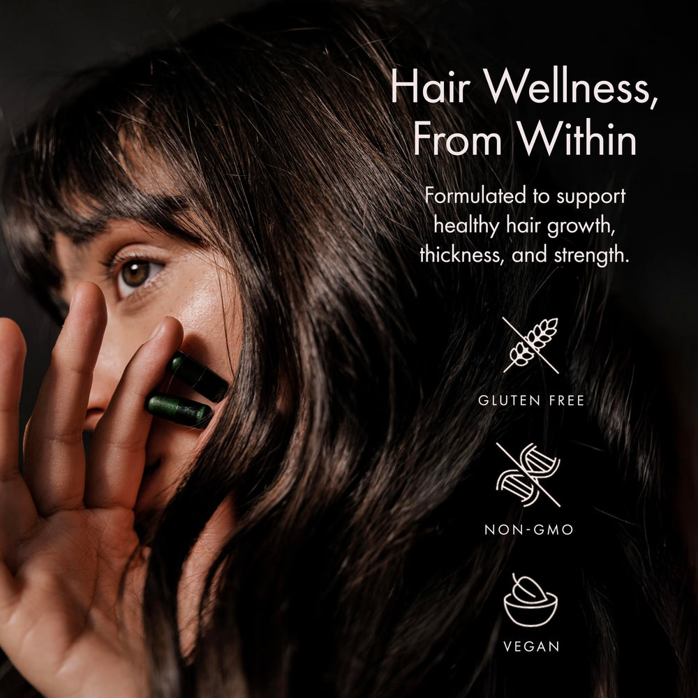 WelleCo The Hair Elixir label details showcase vegan, gluten-free formula
