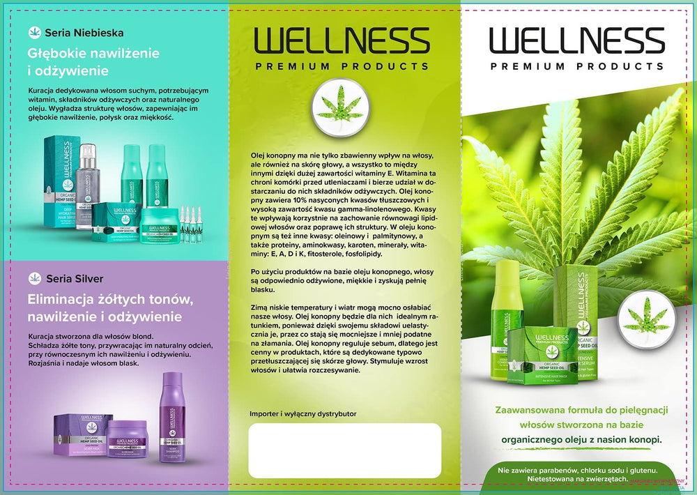 Wellness Premium Organic Hemp Shampoo bottle addresses UV and chemical exposure care