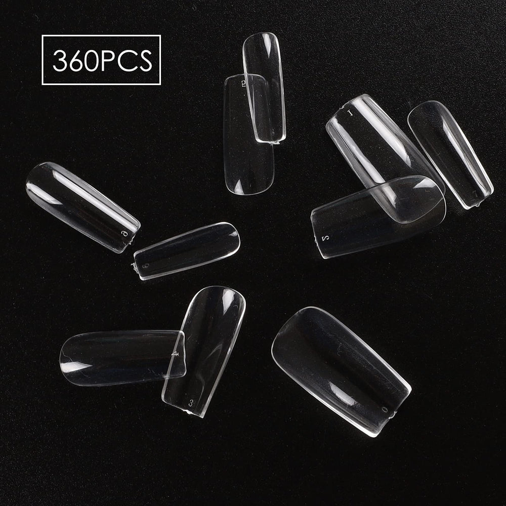 Application with glue on Wellquinn tips supports easy, confident nail extensions.