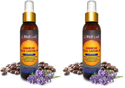Well's Oil Lavender Jamaican Black Castor Oil spray bottle detangles and smooths hair.