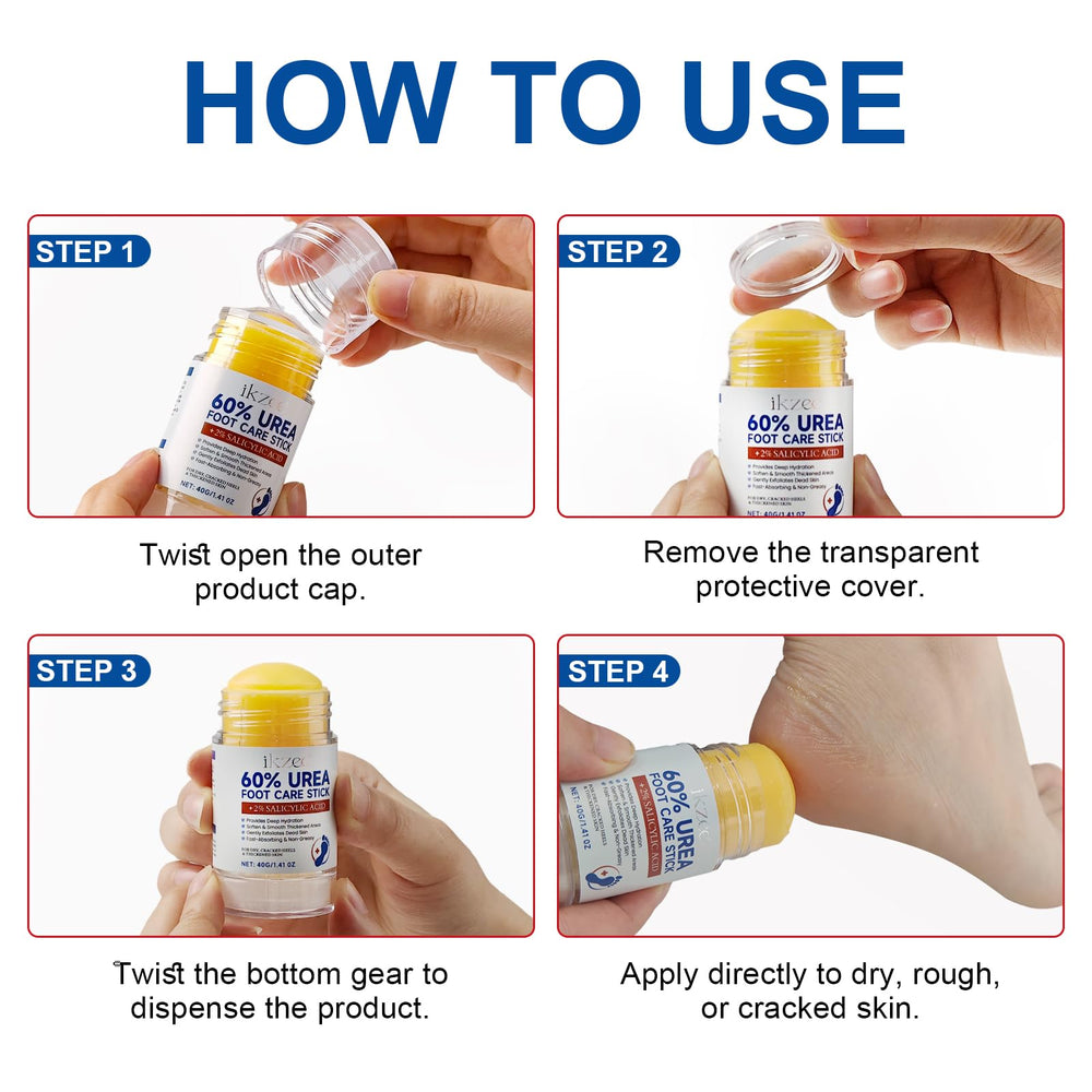 Weluno urea cream stick suitable for multi-site use on feet and elbows.