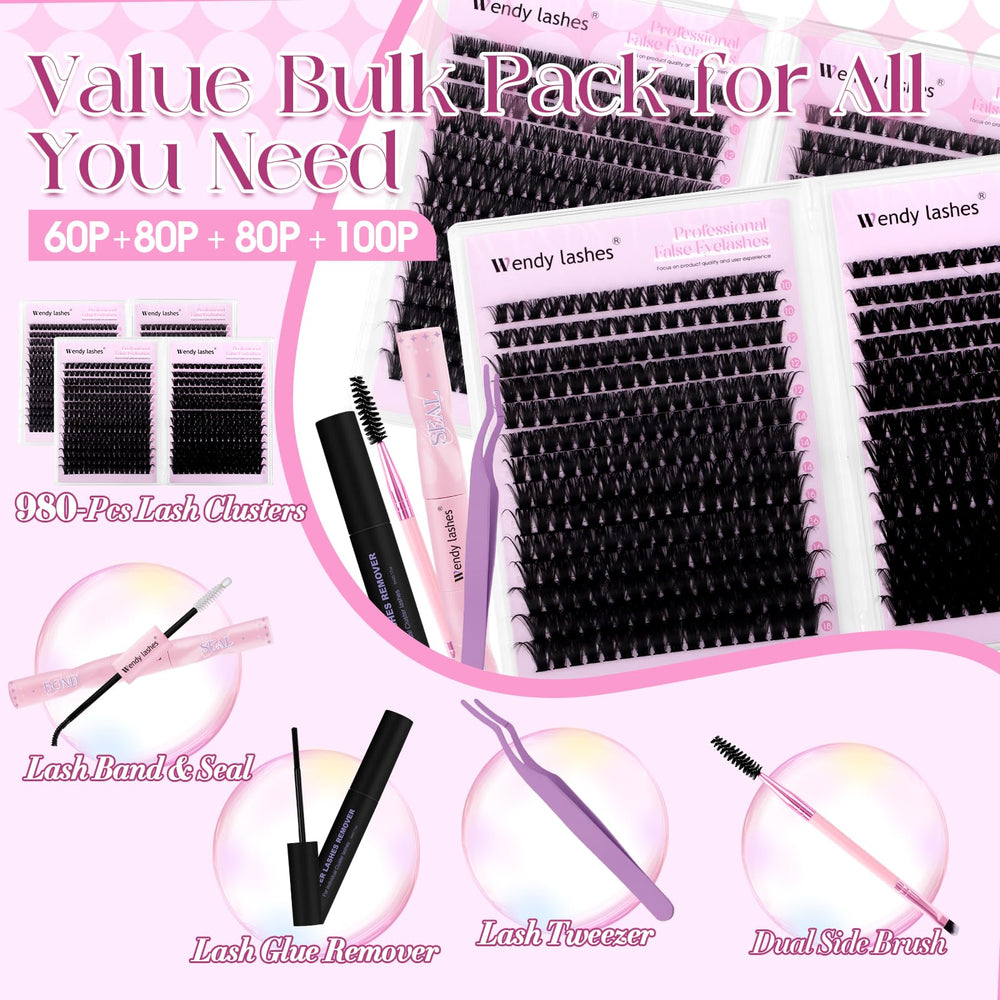 Wendy Lashes 80D clusters for soft, fluffy fullness