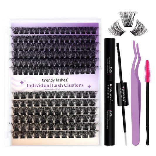 Wendy Lashes lash clusters kit packaging, at-home DIY enhancements.