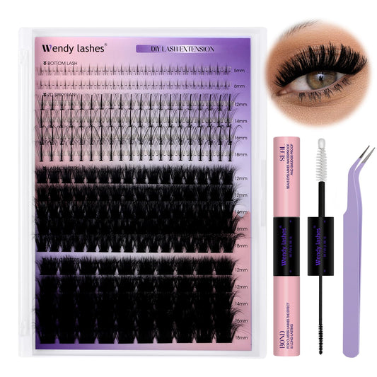 Wendy Lashes Lash Clusters Kit: upper and lower tray for versatile DIY lash styling.