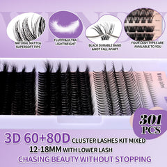 Wendy Lashes upgraded clusters tray with four rows of volume lashes