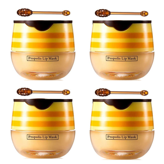 WenFeng bee lip balm honey pot close-up showing rich moisture for softer lips.