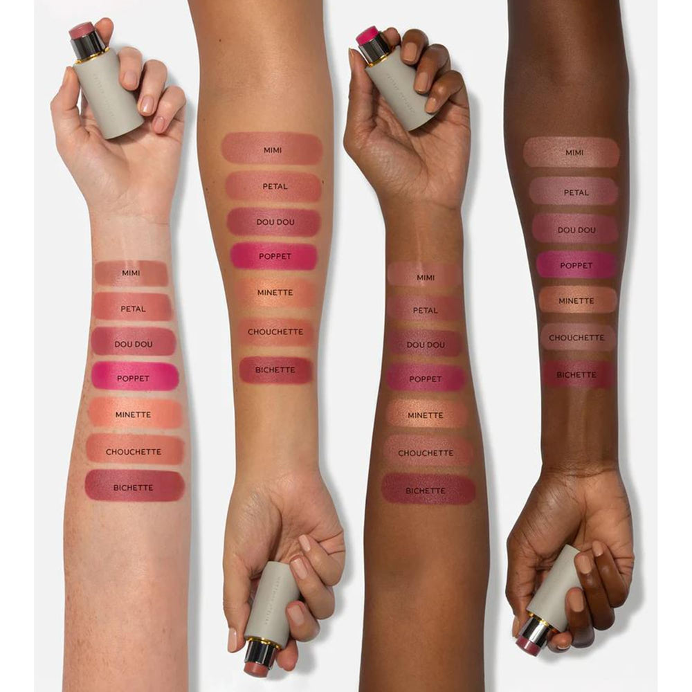 WESTMAN ATELIER Baby Cheeks Blush Stick Poppet creamy texture on skin.