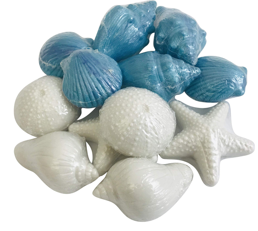 Westman Works Nautical Sea Soap Set in blue and white shapes for seaside bathroom decor.
